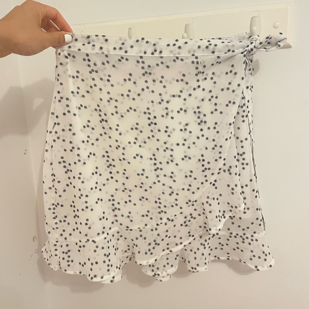 White and Black Dot Women's mini wrap Skirt nastygal